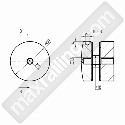 Стъклодържач Ф60мм. Дистанционер Ф60мм.